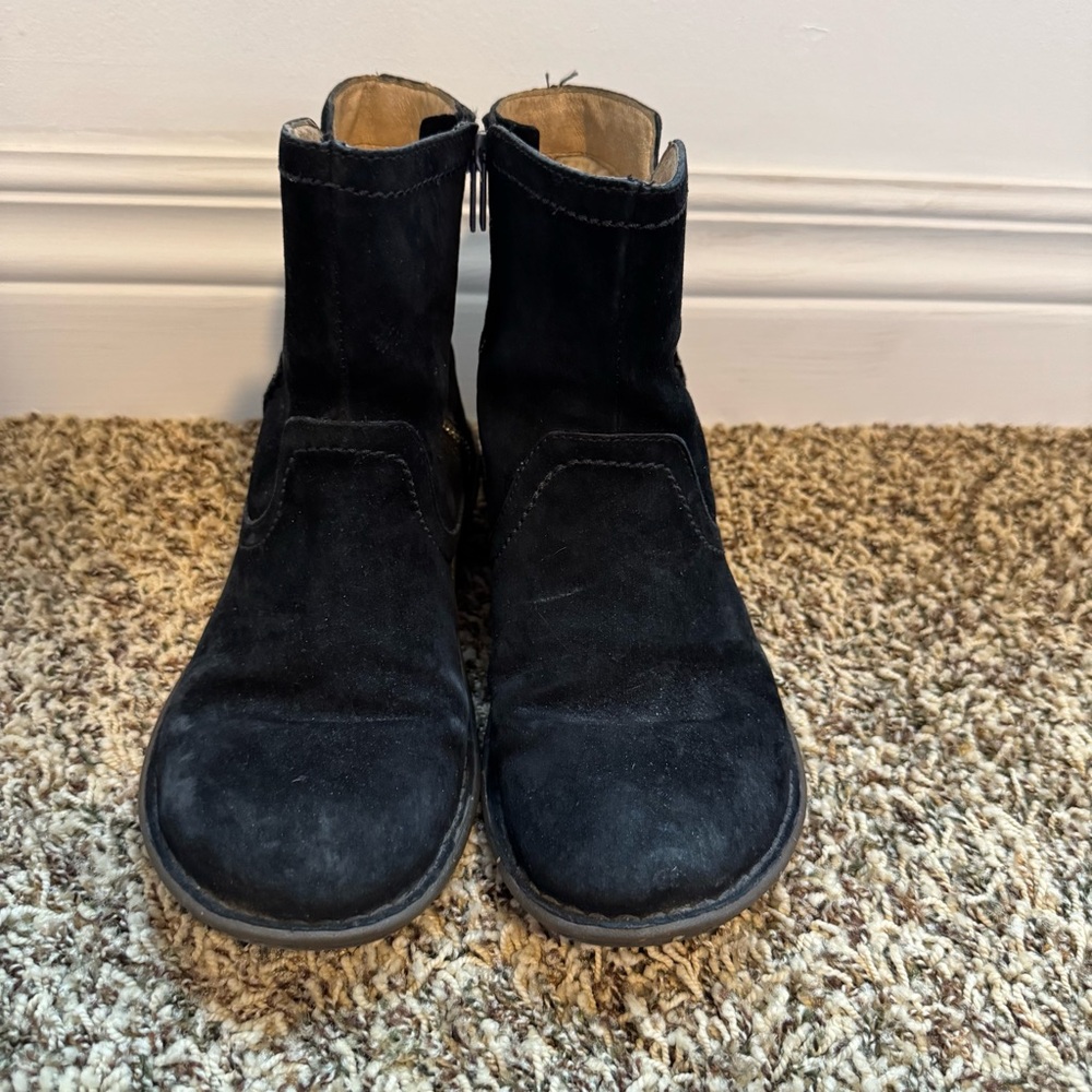 UGG Black Suede Ankle Boots with Zipper